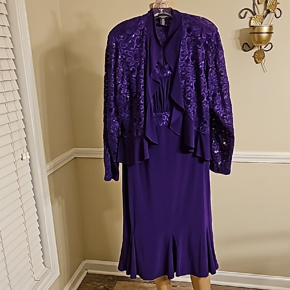 R&M Richards Purple Cocktail Dress with Jacket
